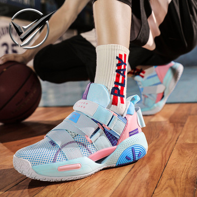 笑相迎国潮男鞋全城V2青年篮球鞋防滑摩擦有声会响耐磨回弹球鞋子