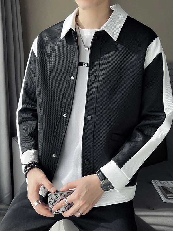 Abrigo de primavera y otoño de los hombres 2023 nueva costura marca de moda pu Shuai solapa chaqueta de los hombres chaqueta casual de los hombres de primavera