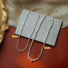 乾佳S925纯银银饰Choker天然珍珠小粒复古项链颈链复古高级