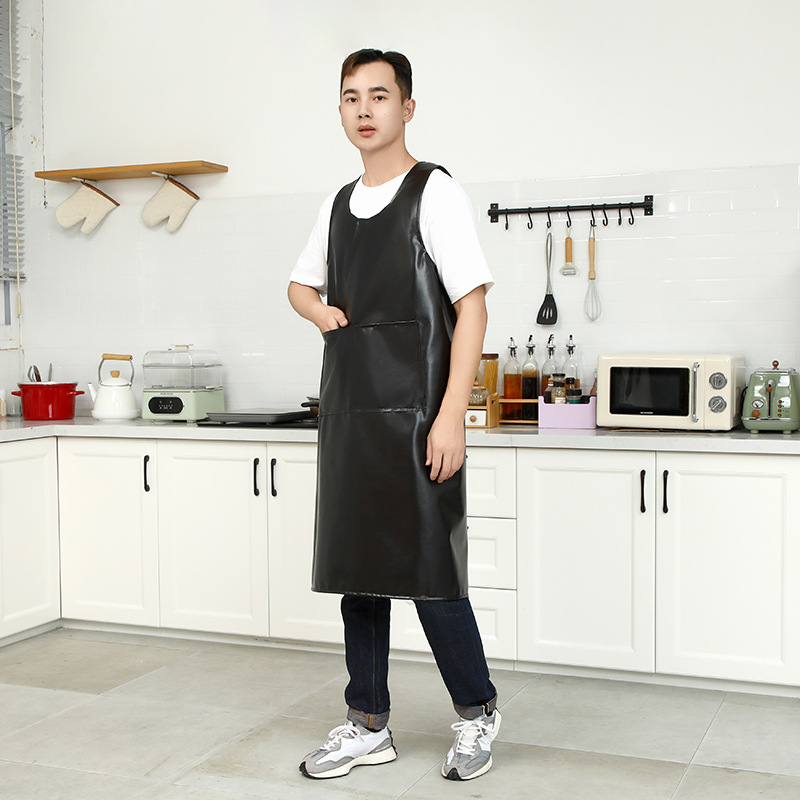 Duende de cuero PU chaleco personalizado delante de cuero chaleco hombre y mujer impermeable a prueba de aceite cocina gruesa de la suciedad