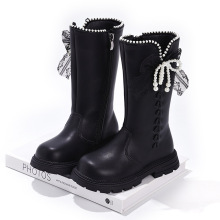 女童靴子2025冬新款儿童长筒靴女大童马丁靴超火二棉加绒高筒皮靴