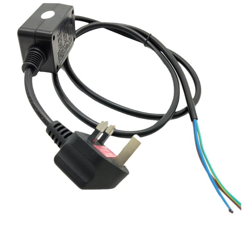 供应 英标三芯插头带保险管 16A漏保电源线 英规带漏保三插电源线