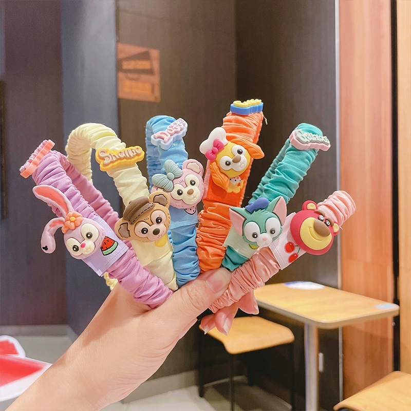 Color caramelo plisada diadema animal de dibujos animados lindo horquilla Corea del Sur Dongdaemun chica fresa oso estrella Shixi