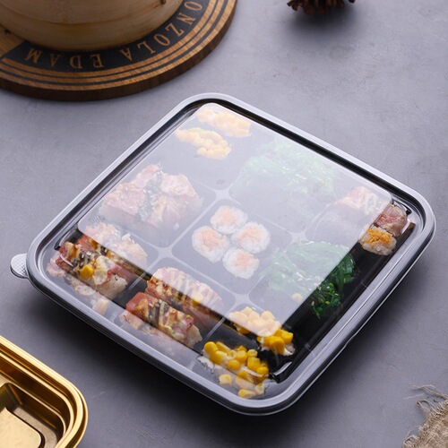 BB4C wholesale four-square and six-square sushi platter square glacier bucket sashimi takeaway packaging box