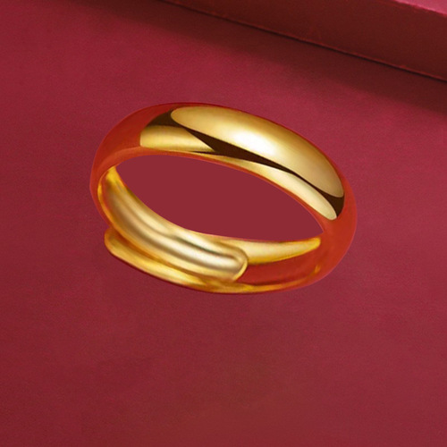 Fashionable gold-plated surface ring, high-end couple's rings, open adjustable band, decorative jewelry.