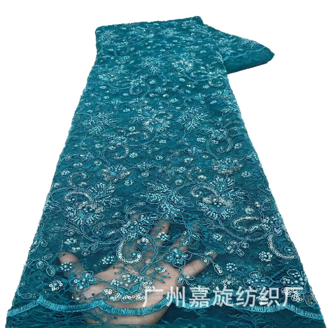 Nueva tela de encaje con lentejuelas y bordado de cordón africano y de Oriente Medio para vestidos y trajes de gala.
