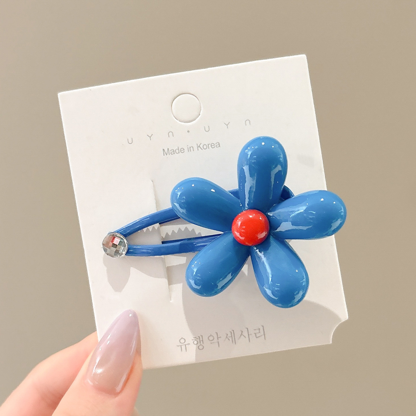 1#파란색 꽃 클립, 꽃 크기 약 5cm, 꽃송이 크기 약 4cm