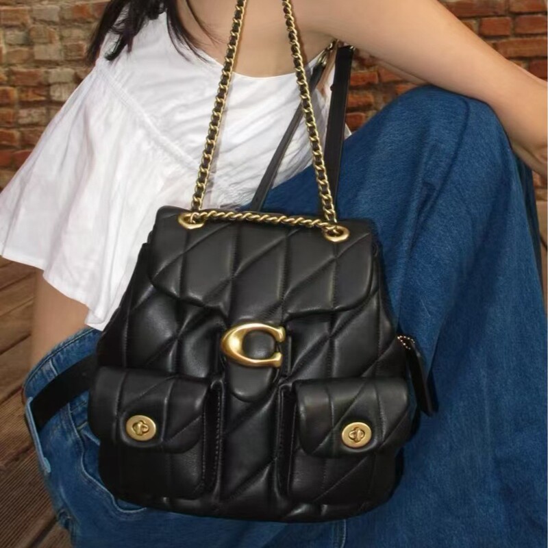Kou's New Women's Bag Tabby Sheepskin Backpack Rhomboid Chain Backpack All-match Backpack Chanel Style Bag