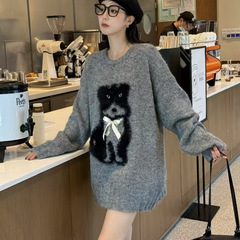濮院羊毛衫老钱风慵懒风高品质拉毛小狗毛衣上衣韩版秋冬休闲女装