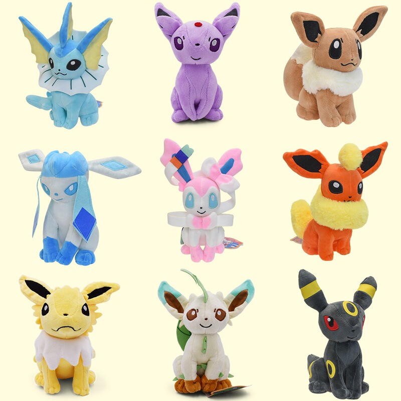 Small Size 20cm 9 Types of Sitting Eevee Plush Toys: Fire, Water, Sun, Fairy, Thunder, Ice, Moon Eevee with Tags Small Size 20cm 9 Types of Sitting Eevee Plush Toys: Fire, Water, Sun, Fairy, Thunder, Ice, Moon Eevee with Tags