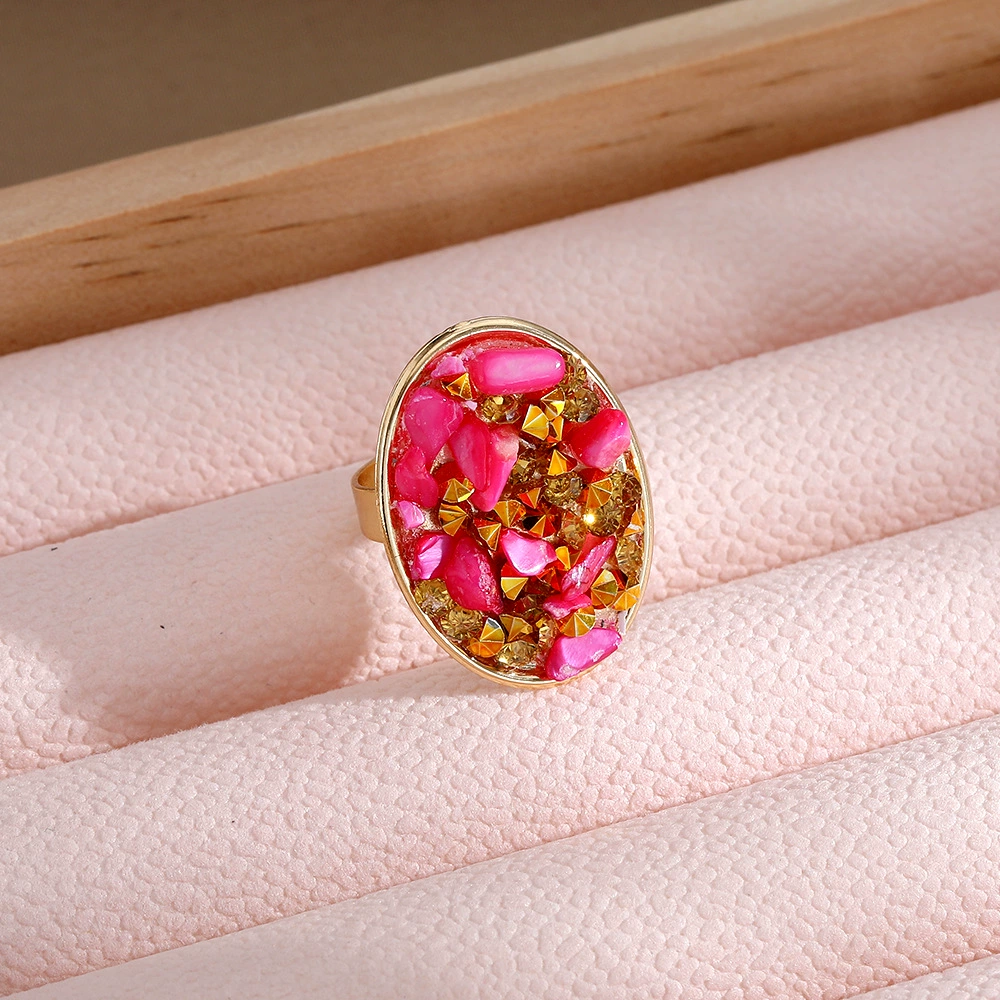 Ring with stone, metal zirconium, accessory, boho style
