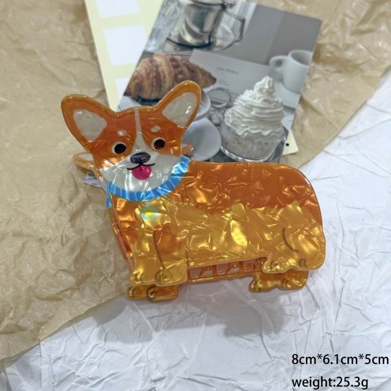 新款跨境猫狗抓夹发夹2025新款可爱风卡通腊肠狗边牧后脑勺鲨鱼夹|undefined