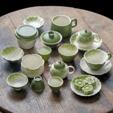 岩矿釉手绘堆料雏菊陶瓷茶具合集茶杯盖碗茶壶咖啡杯水杯壶承杯垫