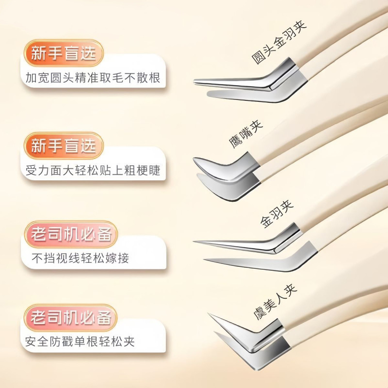 まつげピンセット金羽クリップ専門種まつげクリップ美化粧道具セット美まつげ接ぎ木偽まつげピンセット|undefined