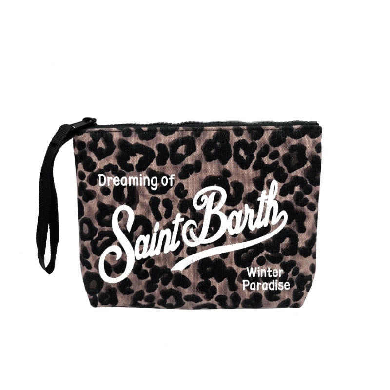 SAINT BARTH秋冬新款手拿包女Clutch Bag彩色豹纹 帆布潜水手提包|undefined