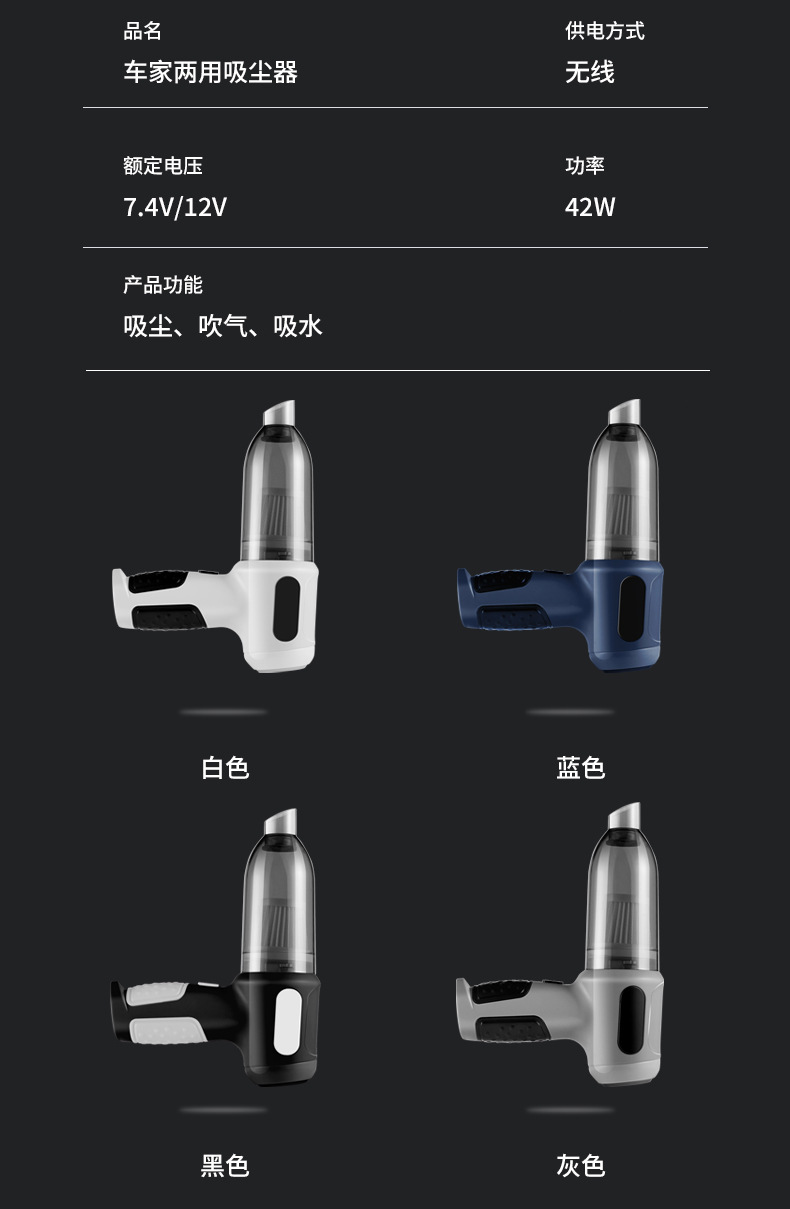 Cross-Border New Car Vacuum Cleaner Handheld Car Home Dual-Purpose Vacuum Cleaner Blowing and Suction Integrated High-Power Car Supplies