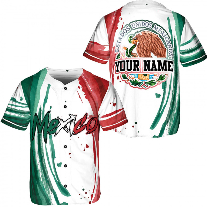 Men's Summer Baseball Jersey 3D Digital Print Cardigan Short Sleeve Casual Button Up Uniform Fashion_viptrois.com