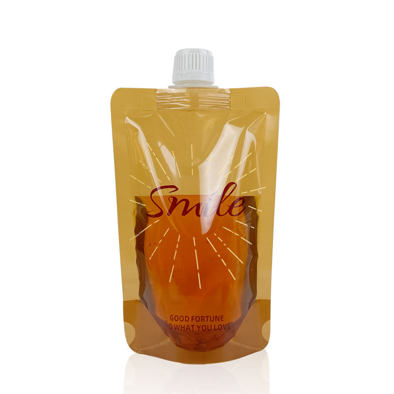 Boquilla de succión de leche de soja bolsa de pie paquete de té con leche bolsa transparente al por mayor bolsa de embalaje de boquilla desechable líquida de medicina china