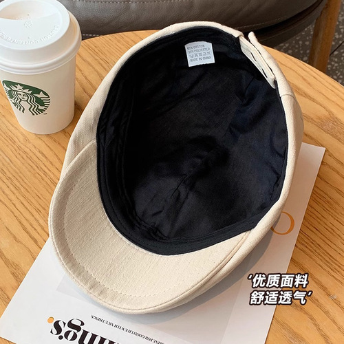 Antique reverse-wearing beret hat for women in summer Japanese-style peaked cap retro street forward hat for men thin style painter newsboy