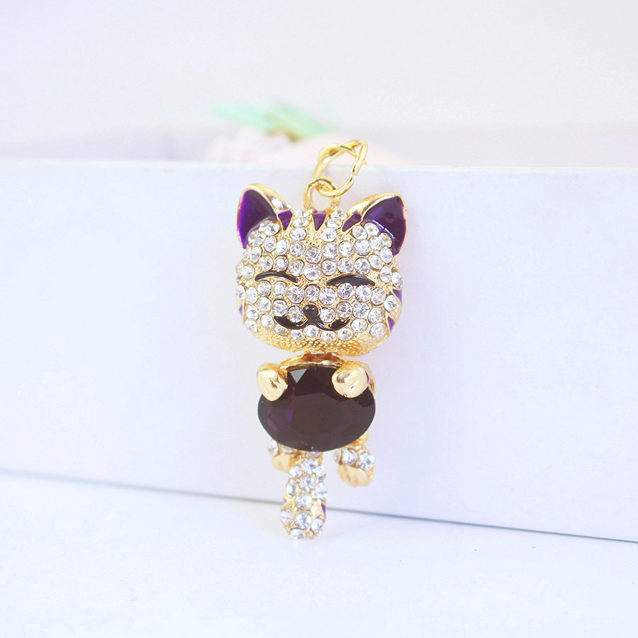 Llavero de gato de la suerte con incrustaciones de diamantes, colgante metálico para bolso de mujer, pequeño regalo encantador
