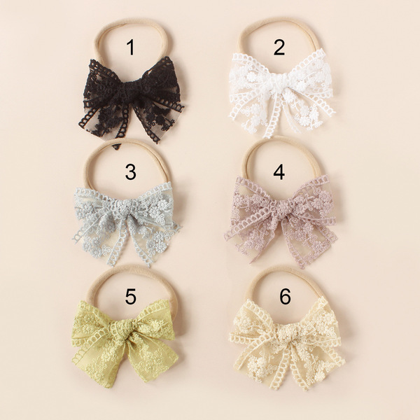 Summer children's nylon headband with bow handmade
