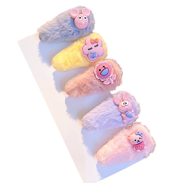 Otoño e Invierno de los niños de felpa horquilla accesorios para el cabello clip de bebé pelo roto BB clip lindo lana horquilla niña princesa accesorios para el cabello