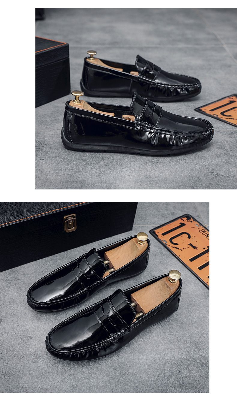 Bean shoes men soft soles all business bright casual shoes men's loafers_vogvips.com