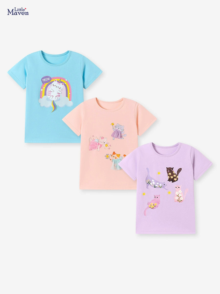 Летний набор Little maven, милейшая детская футболка с коротким рукавом в мультяшном стиле, европейский стиль