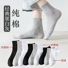 白色襪子男夏季女士中筒襪 純色船襪運動束腰籃球襪 純棉男襪批發