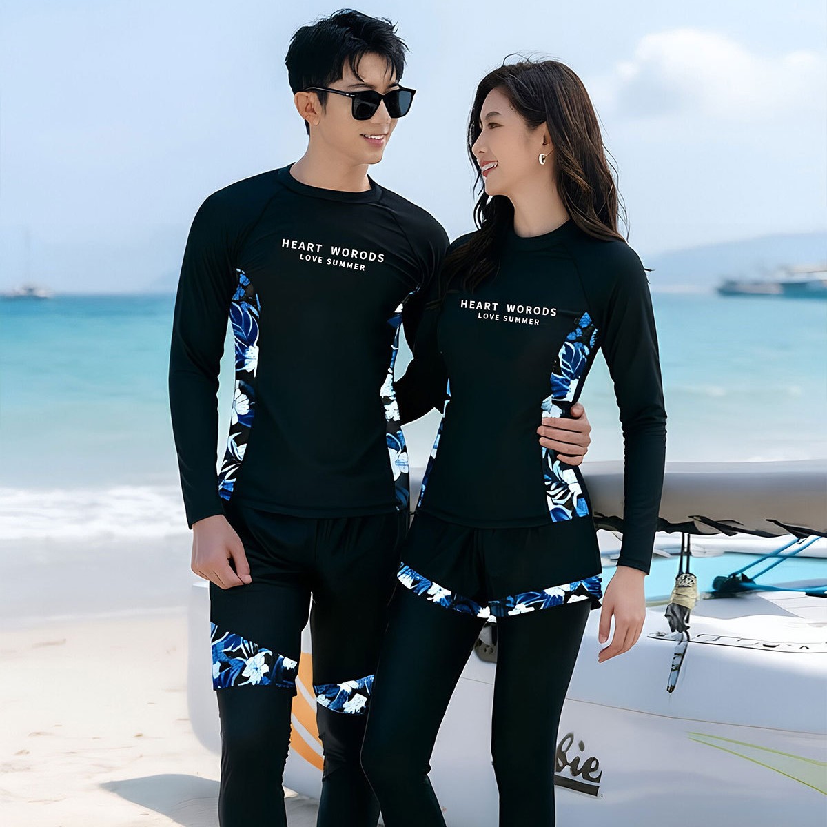 Korean Style Explosions Couple's Diving Suit Long Sleeve Trousers Split Sunscreen Pullover suit Men's and Women's Swimsuit Beach Surfing