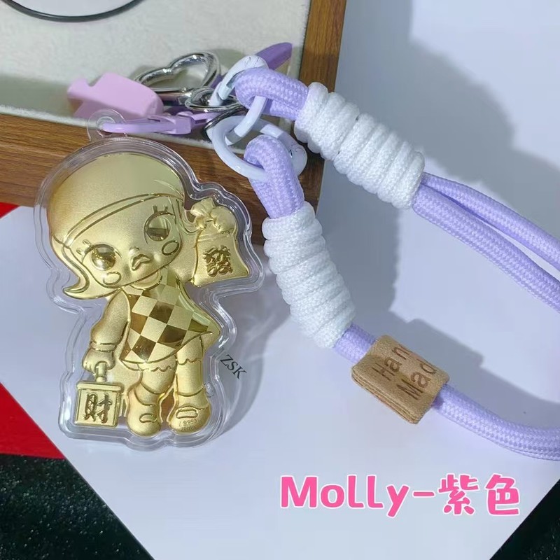 新款含金泡泡玛特拉布布手机挂绳发财Molly公仔钥匙扣包挂件批发|undefined