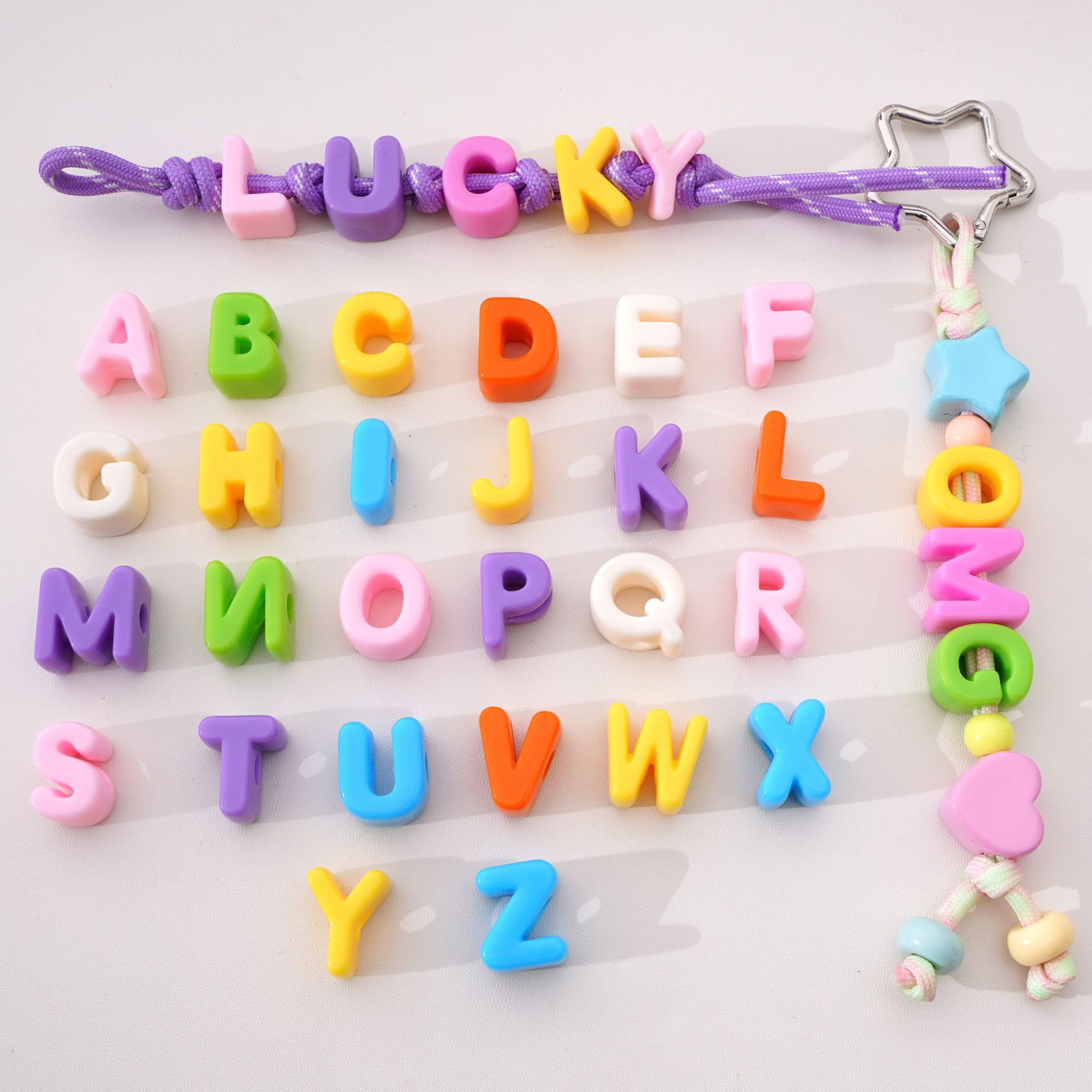 Creamy acrylic beaded bracelet with letters handmade