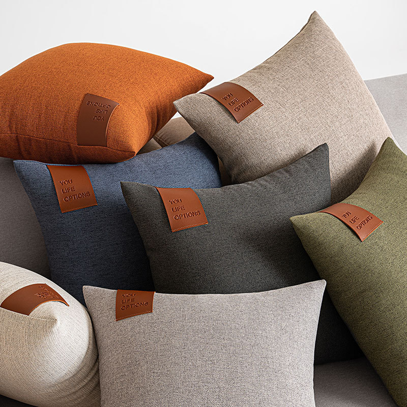 Cross-Border High-End Pillow Sofa Pillow Living Room Light Luxury Bedroom Bed Bedside Solid Color Chair Waist Cushion Cover Wholesale