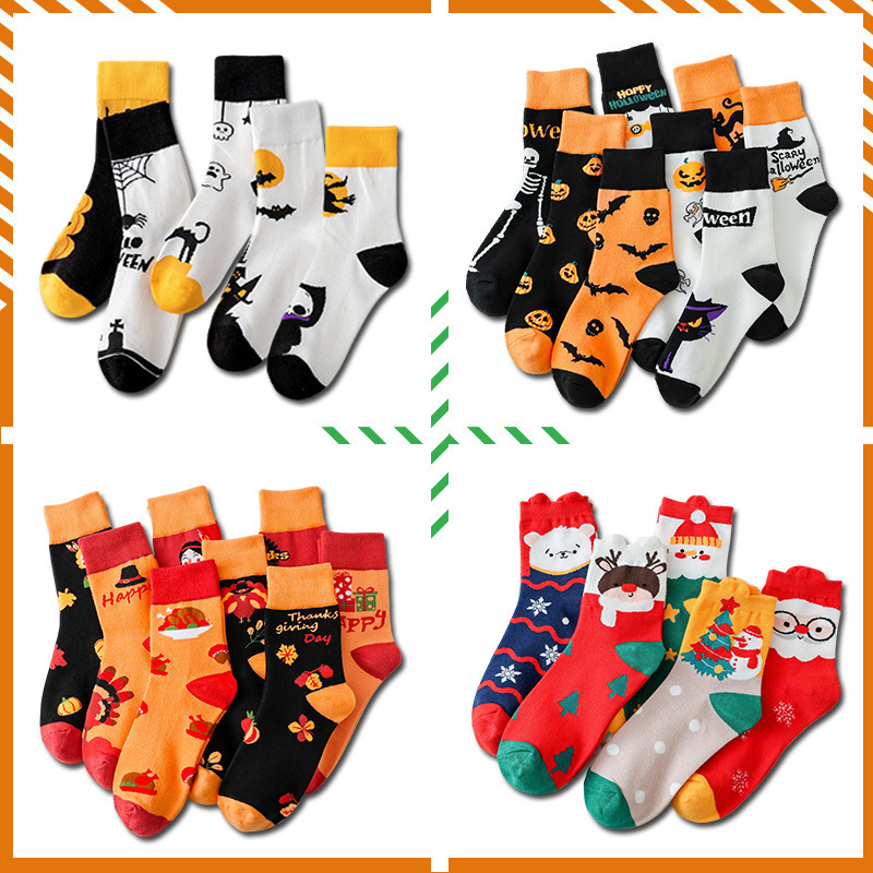 Halloween plus size Christmas pumpkin funny men's stockings Zhuji socks autumn and winter socks ladies wholesale