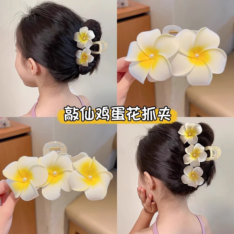 Huevo francés flores agarrar clips mujeres sensación de tiburón clips cabello pequeño clips cabello de flores de alta calidad clips cabello tocado
