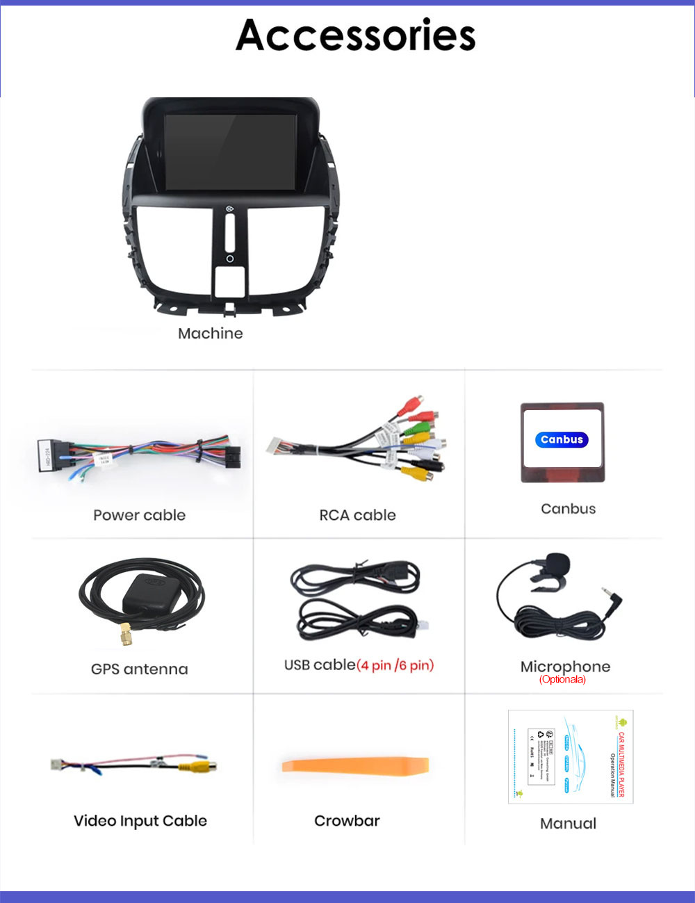 Suitable for 7inch Peugeot 207Cc Android Car Gps High-Definition Screen Mp5 Bluetooth Navigation All-In-One Carplay