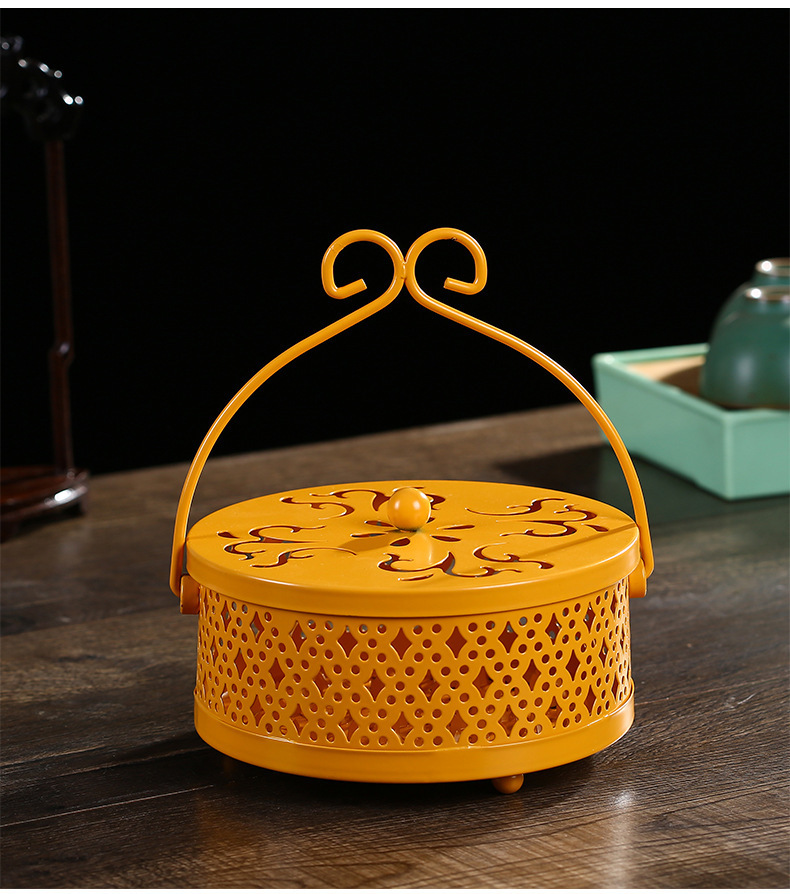 铁艺蚊香盘托家用神器蚊香架防火防烫带盖大号创意放文香盒子香炉