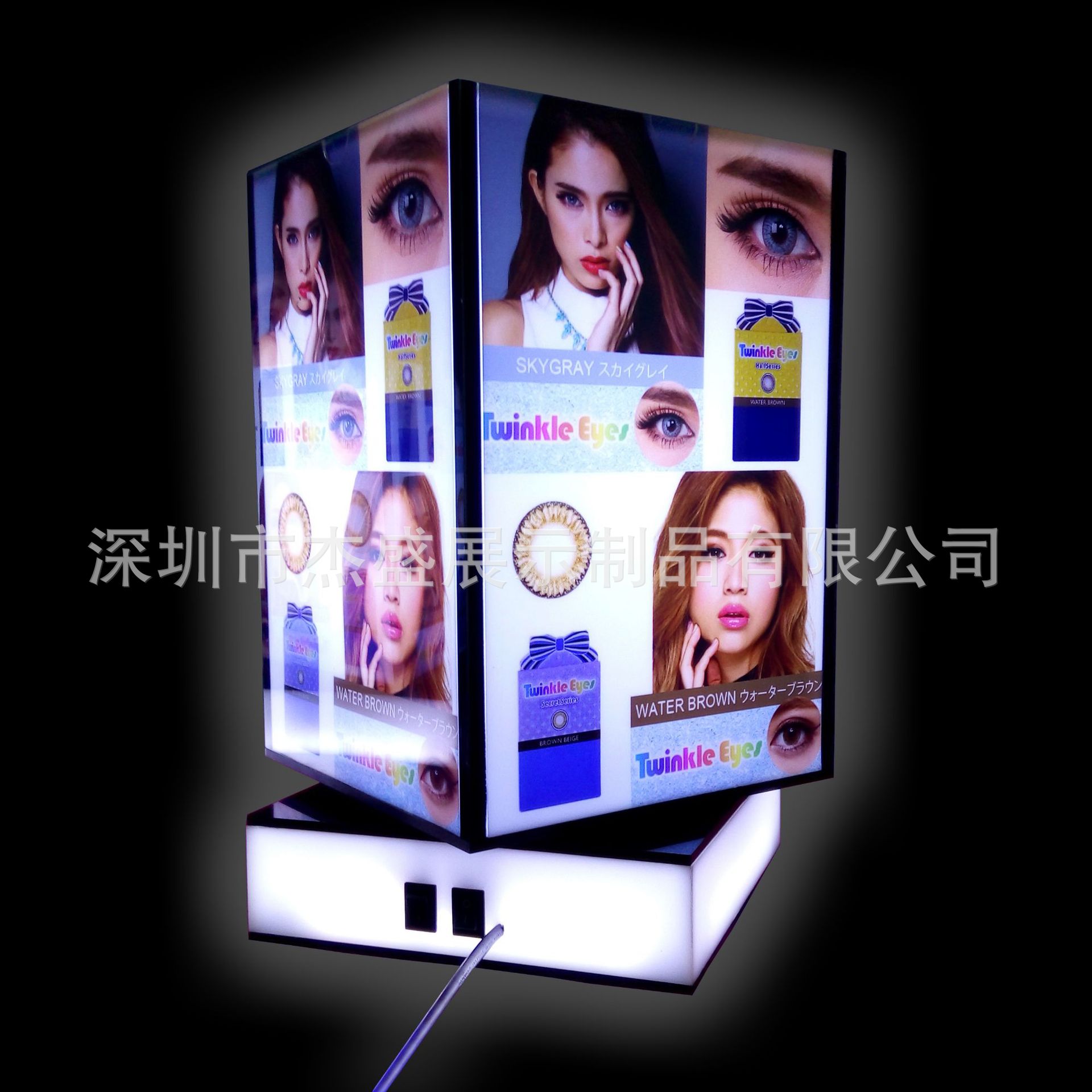 桌面灯箱 四面灯箱 小型灯箱 亚克力旋转灯箱 换画面更轻松