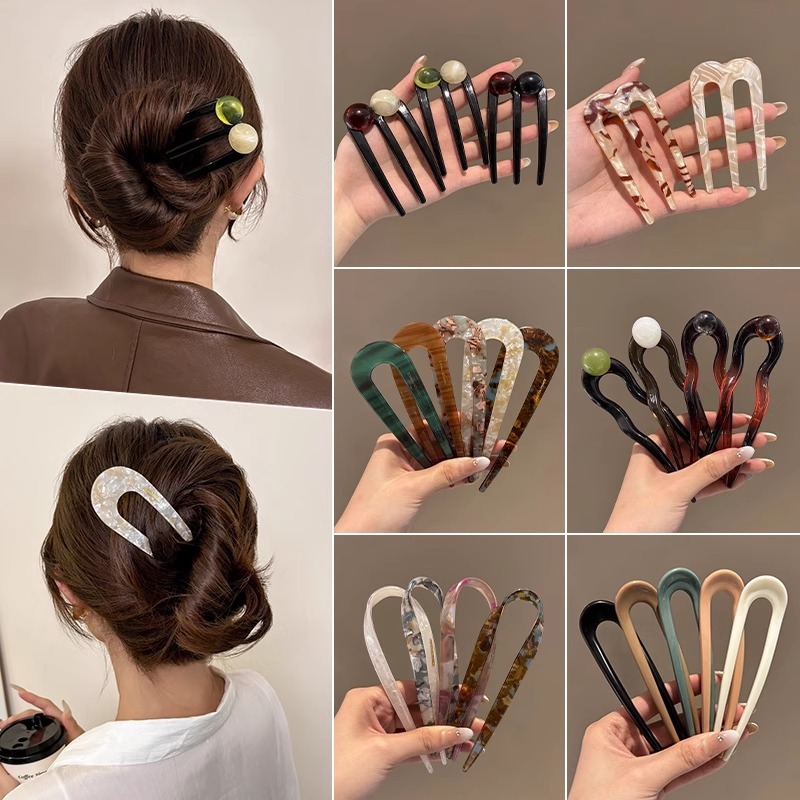 新しい三本歯ヘアピン、U字型ヘアピン、ヘアピン、レイジーボールヘアピン、シンプルヘアコーム、ヘアピン|undefined