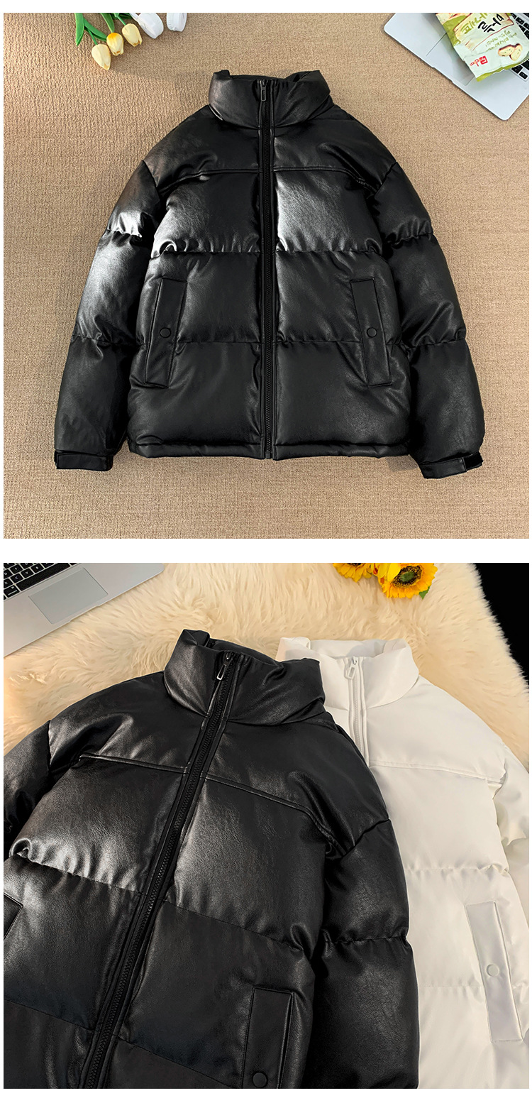 Padded Leather Jacket Unisex Bread Style Warm Hong Kong Design_voghion.com