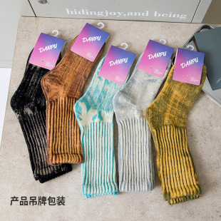 Autumn and Winter Socks Children's Piled Middle Socks Thick Line Lovers Socks Street Tide Circles Old Cotton Socks Personalized Warm Men's Socks