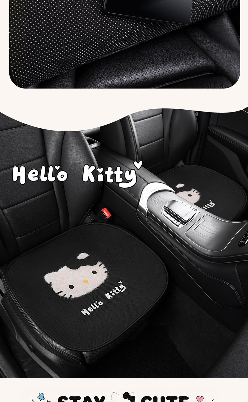 New KT Cat Car Seat Cushion Summer Ice Silk Cartoon Cute Breathable Honeycomb Mesh Fabric Universal Car Seat Pad for All Seasons