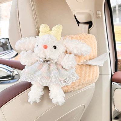 Car tissue box/set Box, Multifunctional Hanging Tissue - moon-velvet-striped-tissue-box-yellow-long-eared-rabbit