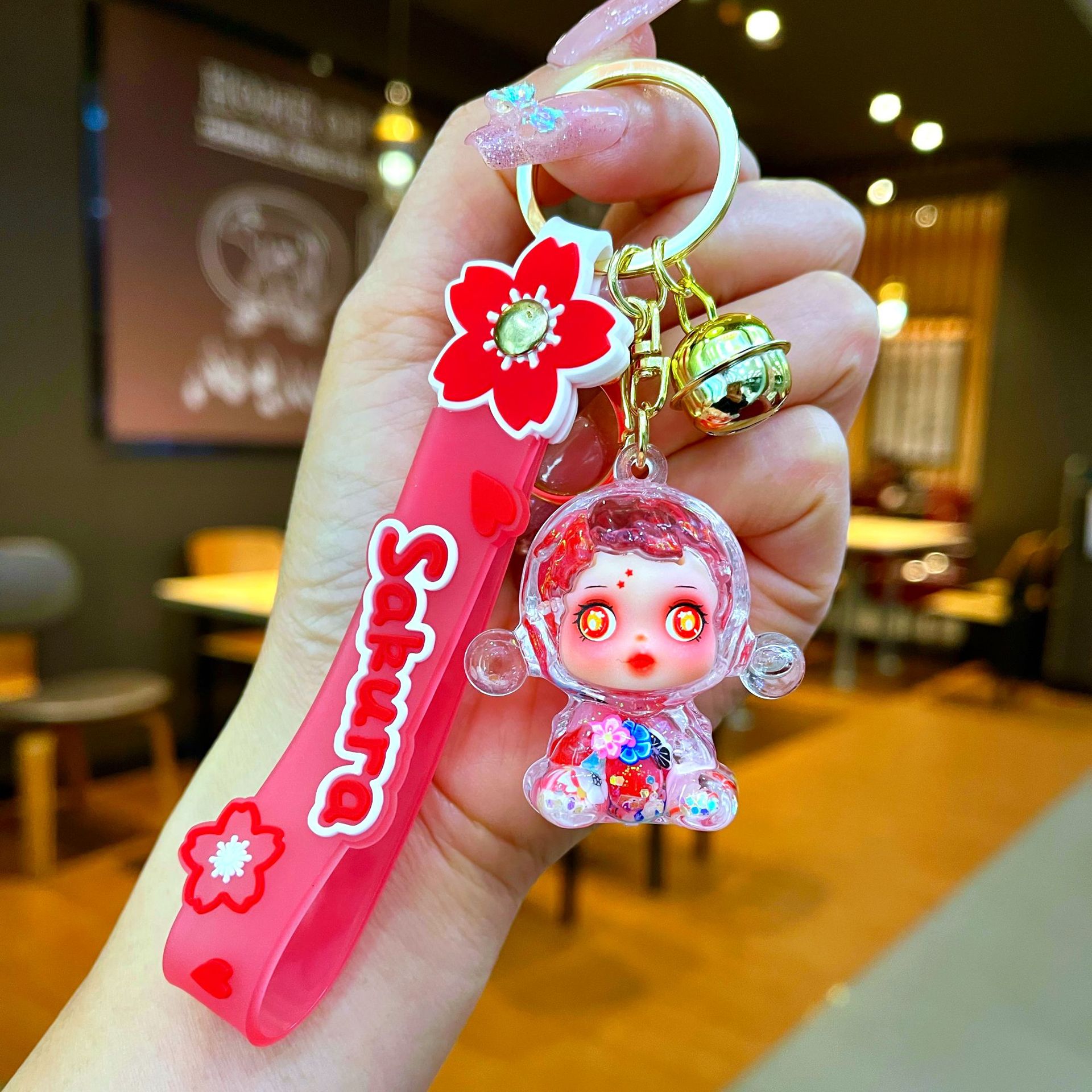 Llavero red acrílico con arena flotante