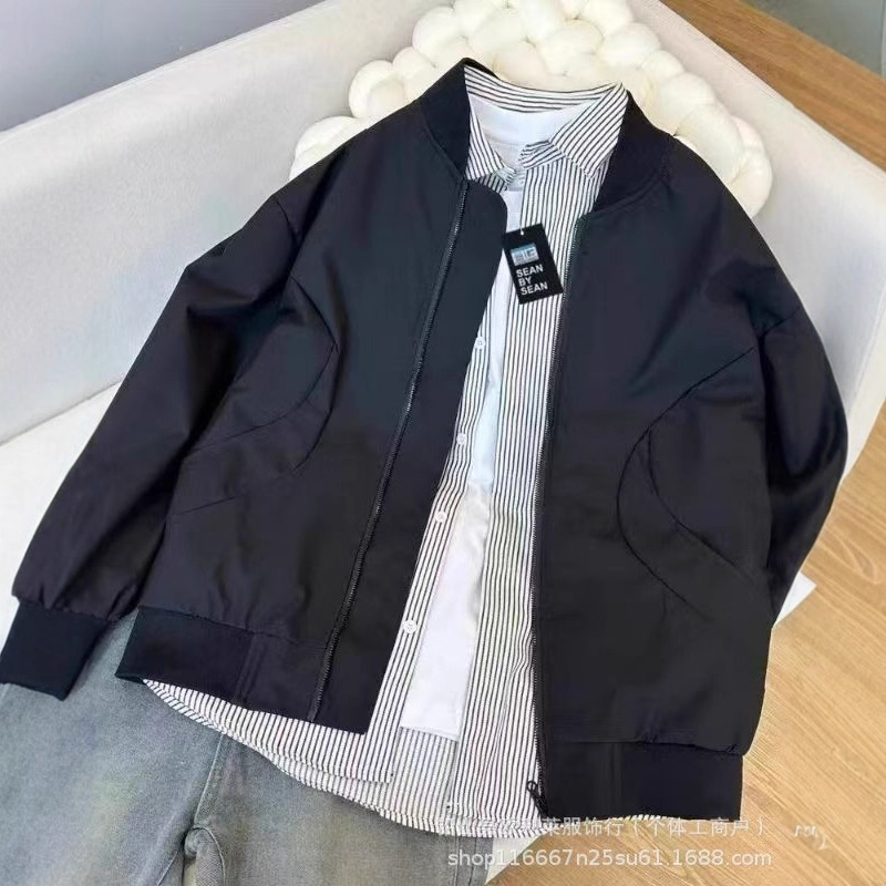 American-Style Minimalist Pilot Jacket for Men, Spring and Autumn Vintage Street Versatile Coat, Trendy Brand Casual Loose Wholesale