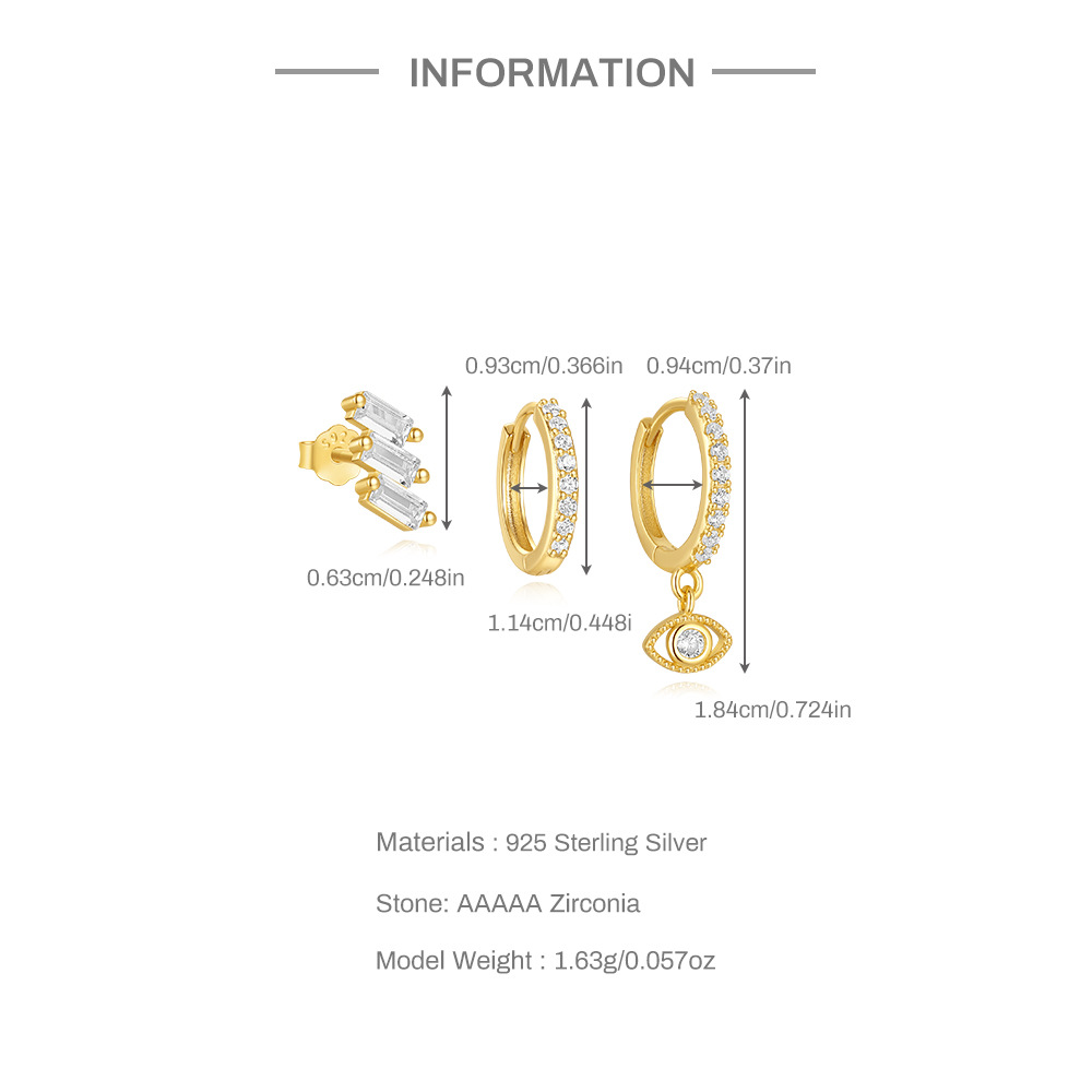 2g Weight 925 Sterling Silver Ear Needle Material Zircon Inlay Material Earrings Classification 3 Pieces Quantity Holiday, Travel, Daily Occasion 925 Sterling Silver Material Lightning Pattern Women's Gender Plating Design Simple Style, Streetwear Style 3 Pieces 925 Sterling Silver Zircon Lightning Earrings 无