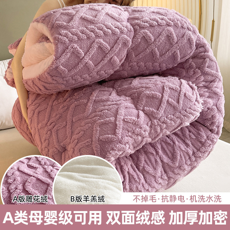 双面绒被加厚保暖塔芙绒冬被羊羔绒被子单双人学生宿舍牛奶绒被芯|undefined