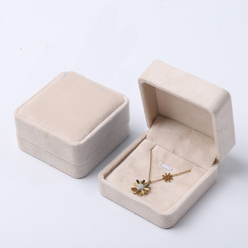 Caja de joyería de terciopelo de alta gama, caja de embalaje de terciopelo para anillos, pulseras, pendientes, cadenas largas, caja de regalo para joyería