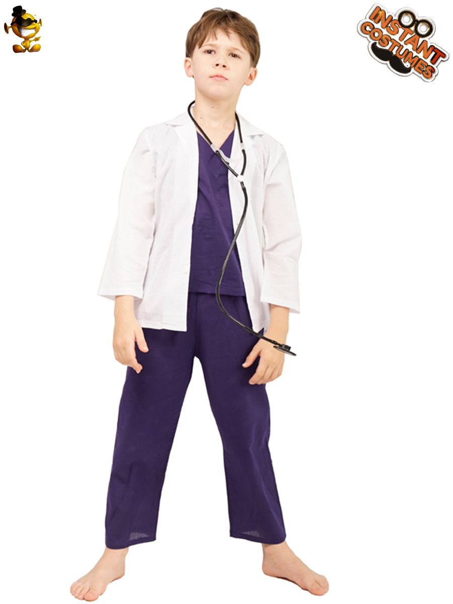Niños pequeño médico enfermera ropa de algodón vestido blanco hombres y mujeres jugar casa reloj rendimiento distribución al por mayor image 1