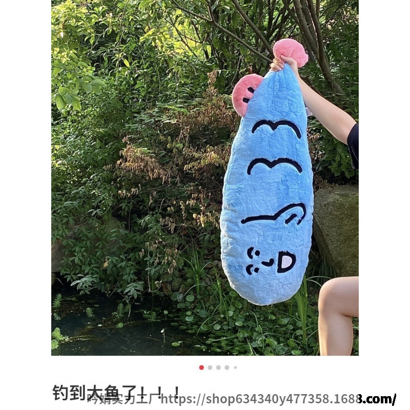 ネットの赤い魚のハンサムな長い条は枕を抱いて足を挟んで寝ます。|undefined